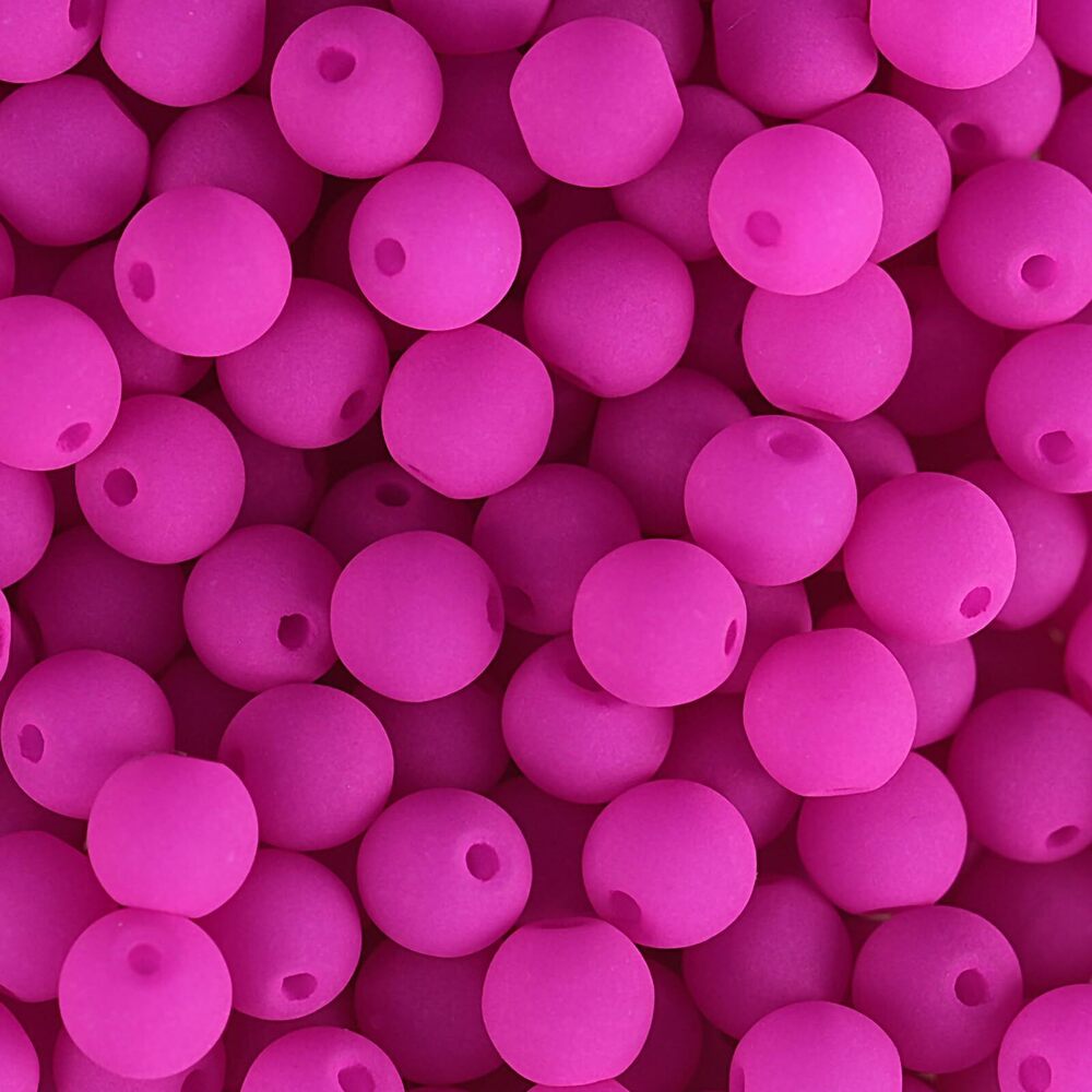 8646 Czech Glass Beads Strand 8mm White Alabaster Velvet Fuchsia, 69pcs